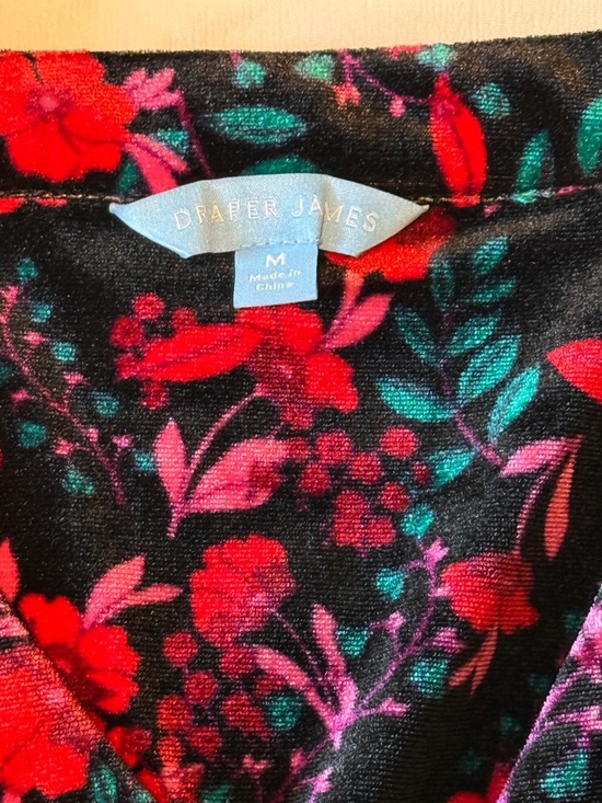 Draper James Velvet Floral Dress Medium Long Sleeve Tie Waist - Picture 2 of 9
